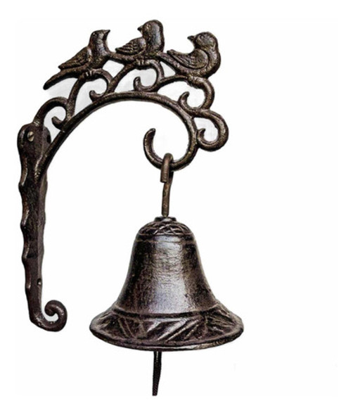 Campana Llamador Con Pájaros Y Ménsula En Hierro Fundido. 0 Campana Llamador Con Pájaros Y Ménsula En Hierro Fundido. 0