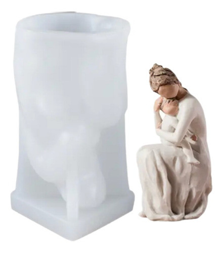Molde Silicona Vela Madre Mama Sentada Abrazo Bebe 0