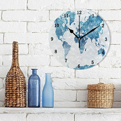 Reloj De Pared Del Mapa Mundial De Zzkko, Silencioso, Sin Ti 1