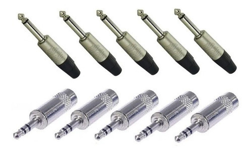 5 Plug Conector P2 Stereo + 5 P10 Mono Rean By Neutrik 0
