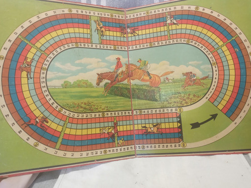Tablero De Juego De Mesa Carrera De Caballos Antiguo 1