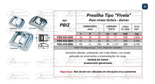 100 Unidades Presilha 25mm Para Cinta De Amarração 250kgf 1