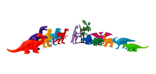 Pack De 12 Dinosaurios De Goma En Diferentes Colores 7cm C/u 0