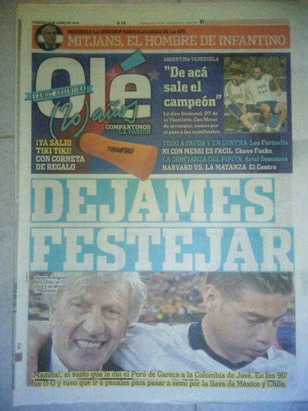 Diario Ole 18 Junio 2016 Colombia 0 Peru 0 0
