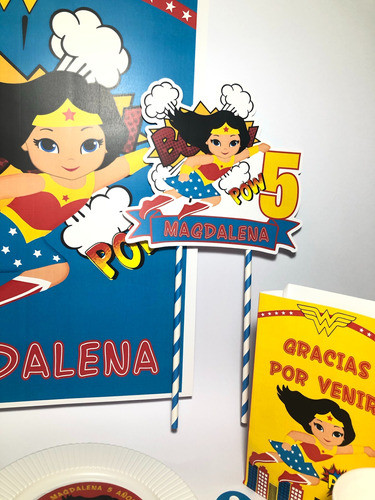 Cotillón Infantil Personalizado X 15 Mujer Maravilla 1