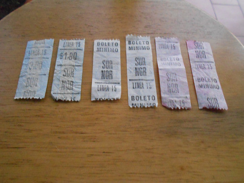 Boletos Capicüa Antiguos Colectivo Línea 15 - (6 Boletos) 1