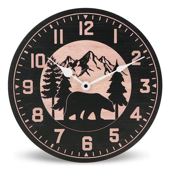 ~? Nikky Home 12  Cabaña Reloj De Pared Casa De Campo Madera 0