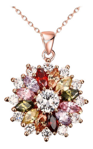 Clásico 18k Rose Joyas Enchapadas Oro Cadena Collar Zircon F 0