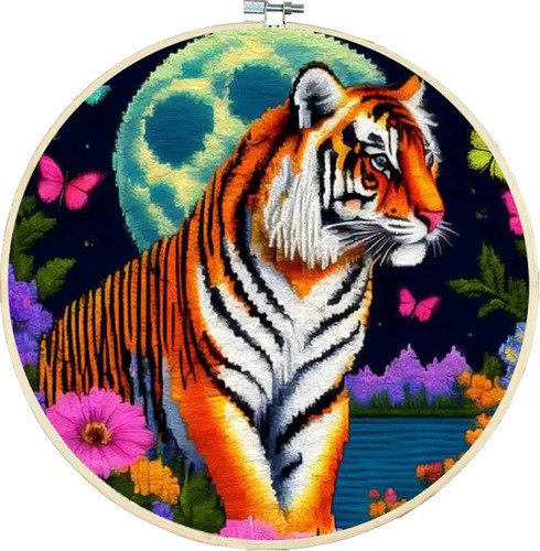 Kit De Bordado Para Adultos Patrón De Tigre 20 X 20cm 0