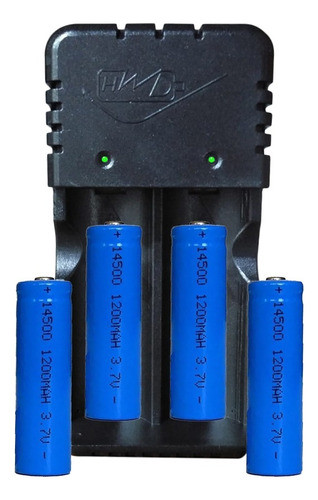 Cargador De Pilas + 4  Aa De Litio 14500 Recargable C/ Teton 0