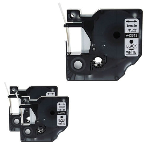 3pk Negro Sobre Blanco Etiqueta De Cinta 1/4 * 23 Pies Para 0