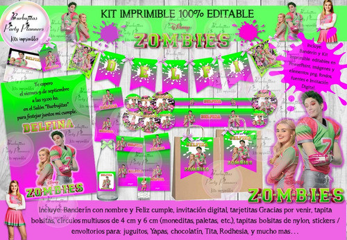 Kit Imprimible Candy Bar Disney Zombies 100% Editable 0