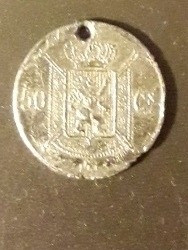 Moneda 50 Cent Leopoldo Ii Perforada Pequeña 1