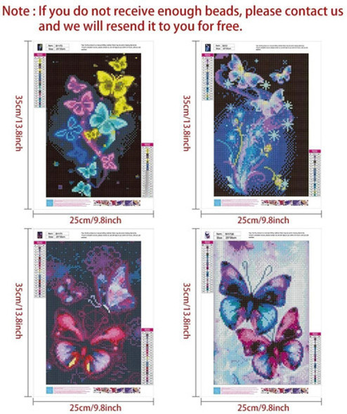 Kit Pintura Con Diamantes 5d -4 Cuadros Mariposas 25x35cm 1