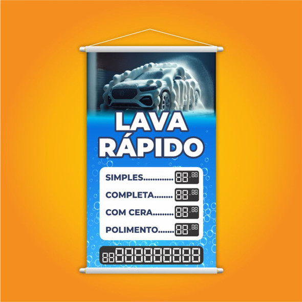 Banner Lava Rápido Automóvel Carro Contato 60x40cm 1
