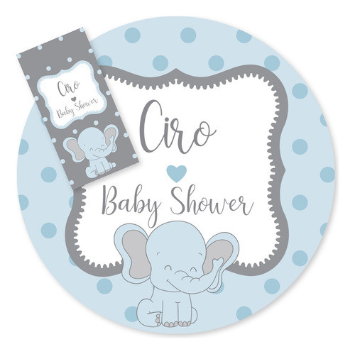 Kit Imprimible Elefante Bebe Gris Celeste Candy Bar Tukit 0