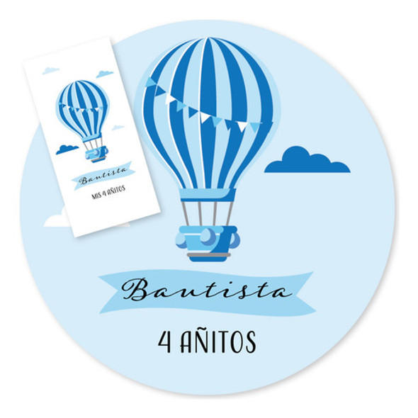Kit Imprimible Globos Aerostaticos Celeste Azul Tukit 0