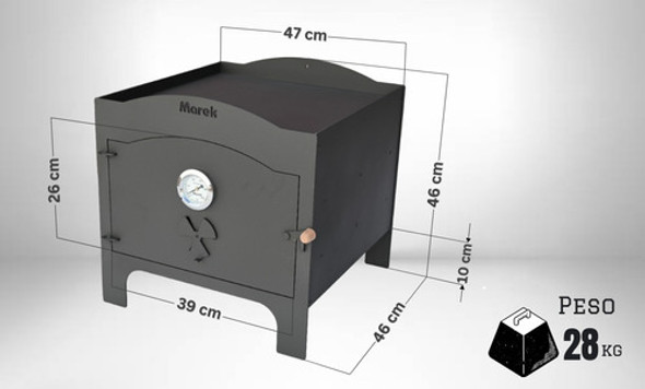 Horno Pizzero Portátil Pirómetro Leña 1