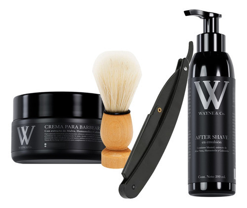 Kit De Afeitado Premium Crema, After Shave, Brocha Y Navaja 0
