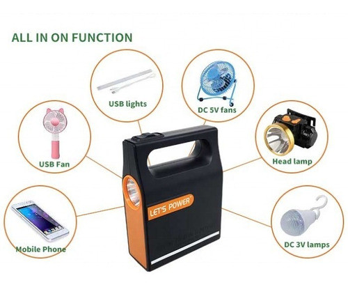 Kit Iluminación Panel Solar C/batería Recarg. Electroimporta 1