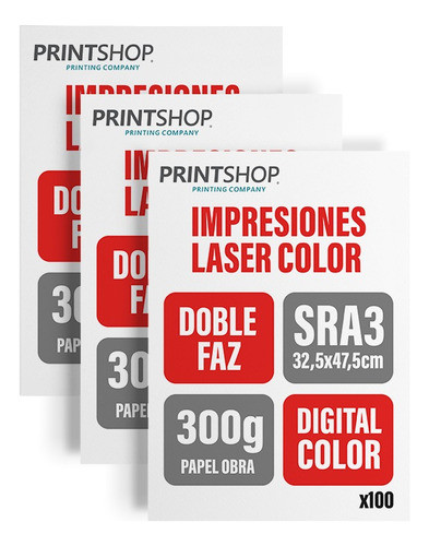 100 Impresiones Bajadas Color Printshop Sra3 300g X100 Doble 0