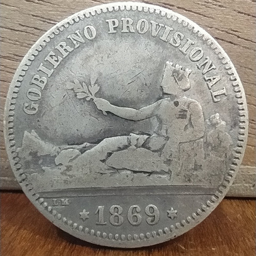 Antigua Moneda De Plata 1 Peseta España 1869 Km# 652 1