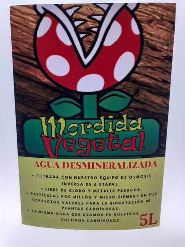 Agua Destilada Desmineralizada Para Plantas Carnívoras (5 L) 1