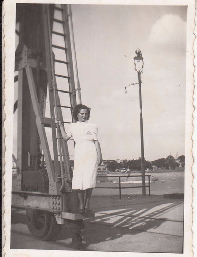 1938 Antigua Fotografia Grua En Puerto De Salto Vintage 0