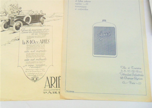2 Aries 1924 Publicidad Revista No Folleto Antiguo Auto 0