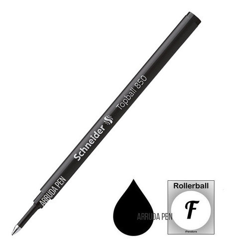 Carga Schneider Rollerball Para Caneta Waterman - Preta Fina 1