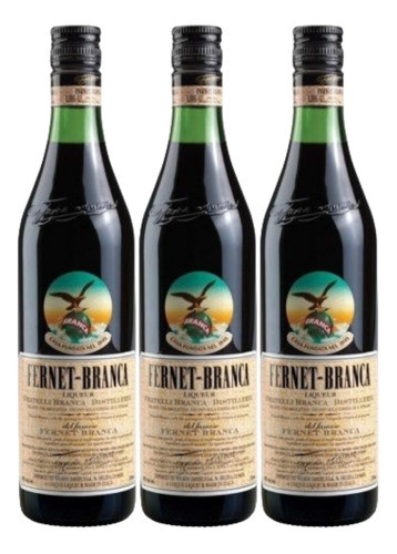 Fernet Branca Aperitivo Vermuth Botella 1000 Ml Pack X 3 0