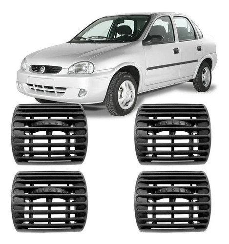 Kit Grade Tela Saida Ar Corsa Cinza 2011 2012 2013 2014 2015 0