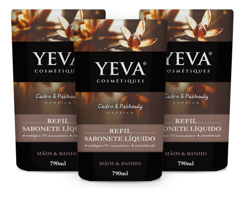 Kit 3 Und. Refil Sabonete Líquido Yeva Exótico 790ml 0