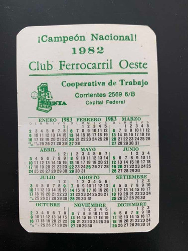 Postal Ferrocarril Oeste Campeon Nacional 1982 Cooperativa 1