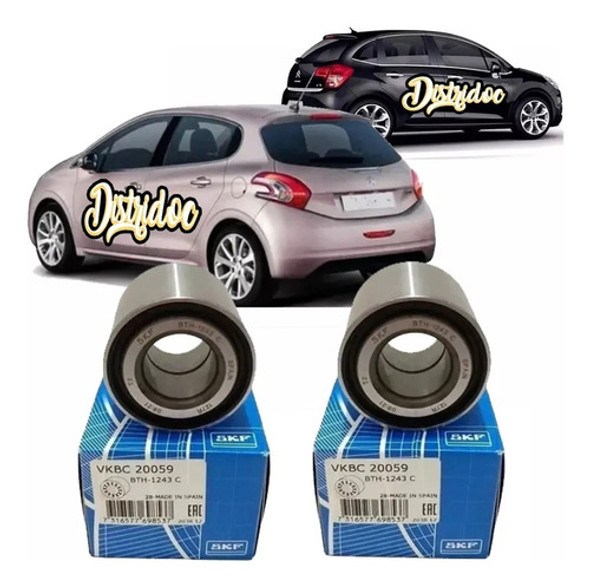 Kit X2 Rulemanes Rueda Trasera Skf Peugeot 208 C3 Alto Abs 0