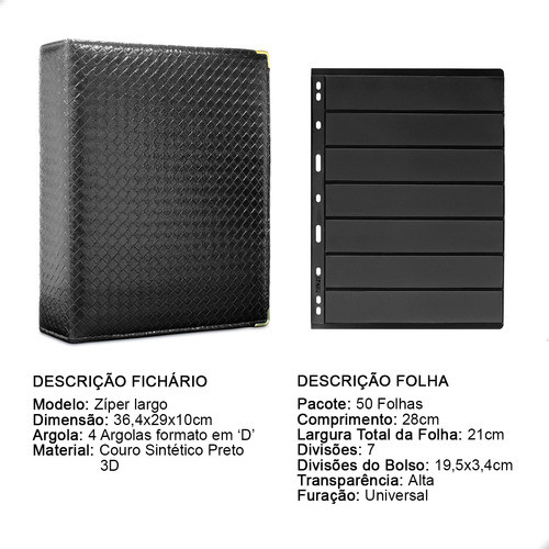Álbum Fichário 50 Folhas Para Selos 7 Espaços 28x21 3d Xl 1