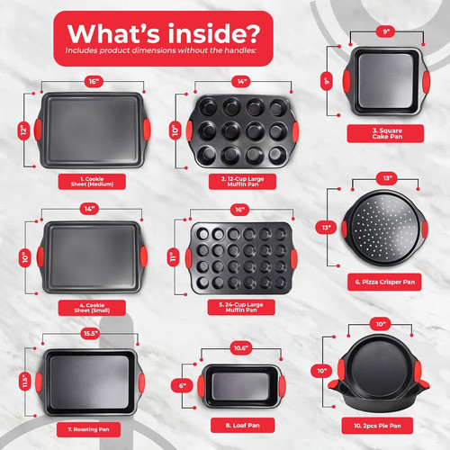 Juego De Utensilios De Cocina De Acero Antidherentes, 10 Pzs 1