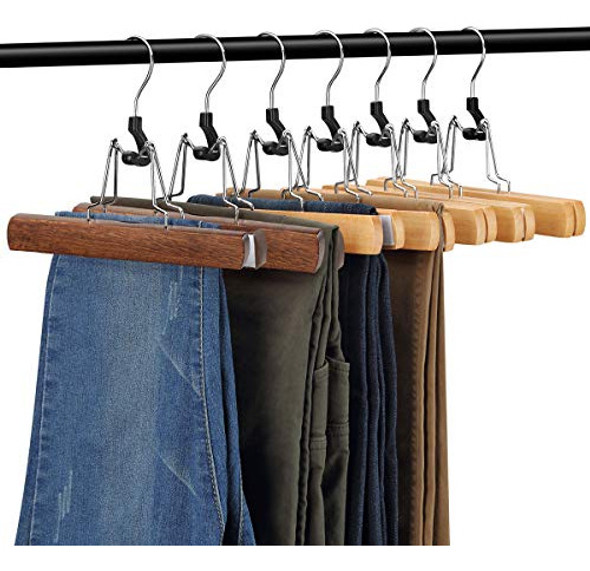 Amkufo Paquete De 12 Perchas De Madera Para Pantalones Con C 1 Amkufo Paquete De 12 Perchas De Madera Para Pantalones Con C 1