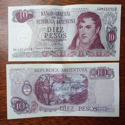 Billete Diez Pesos Ley 18.188 0
