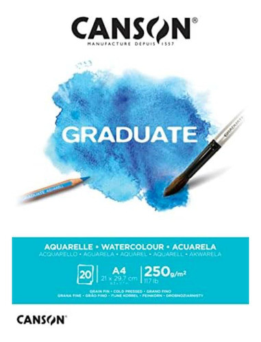 Papel Para Aquarela Canson Graduate 250g/m² A4 - 20 Folhas 1