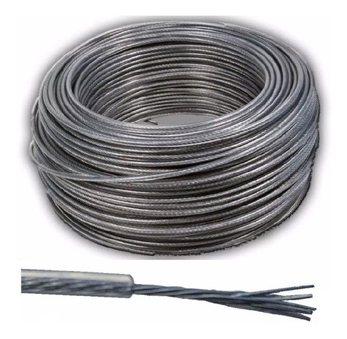 Cable De Acero Flexible Revestido Pvc 3,3mm Rollo100m Tender 0