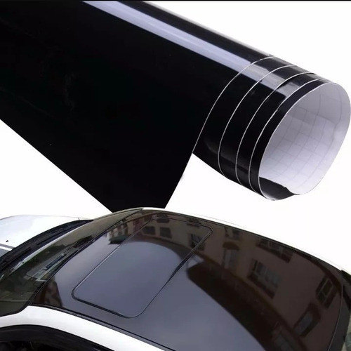 Vinilo Adhesivo Negro S/vidro Ploteo Auto Negro Brillo X M2 0