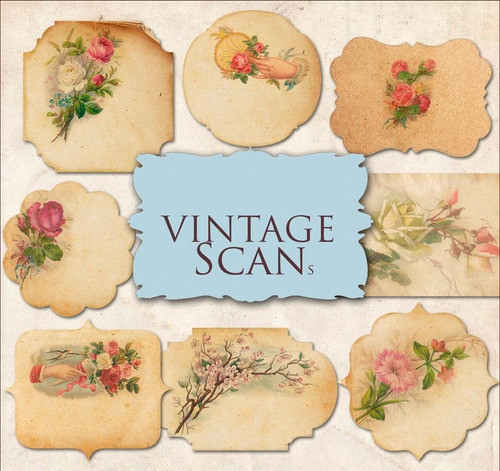 Kit De Papel Digital Etiquetas Tags Flores Muy Vintage 0