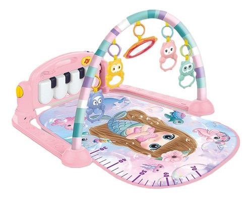 Tapete Atividade Piano Portátil Musical Happy Rosa 0