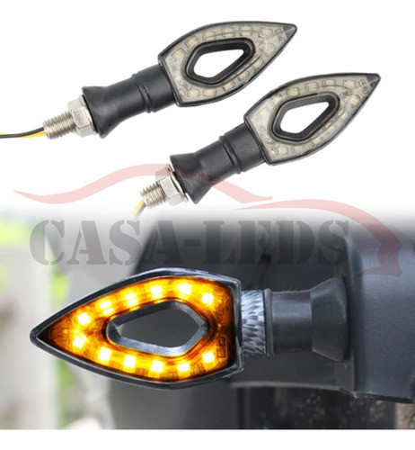 Juego X2 Faros Led Moto Ambar Universal 12v 5w Guiño 1