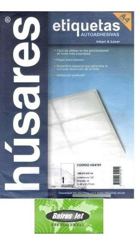 100 Hojas Etiquetas Autoadhesivas Husares H34102 A4 Media 0