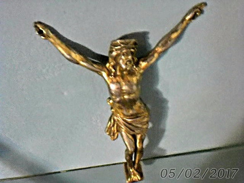 Cristo De Bronce Baño Dorado 1