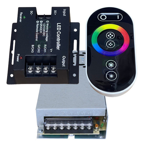 Kit 01 Controlador Comando Rgb Touch Screen + Fonte 20a 12v 0