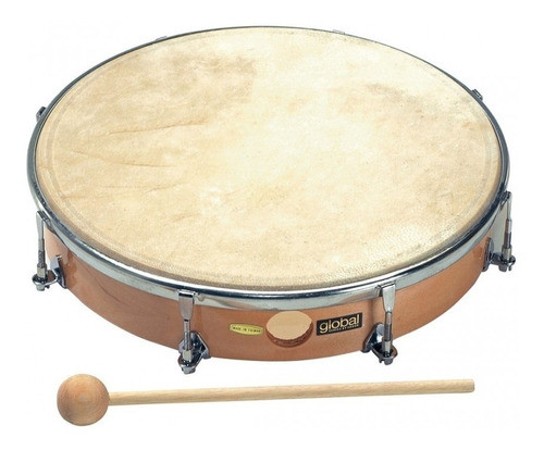 Pandero Afinable Sonor Con Golpeador 25 Cm 10 Pulgadas 0