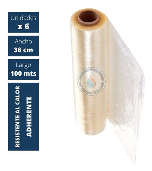 6 Rollos De Film Adherente 38x100m Pvc Comida Alimentos 0 6 Rollos De Film Adherente 38x100m Pvc Comida Alimentos 0